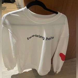 White Graphic Sweatshirt with Red Heart